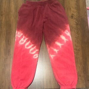 art class Kids Burgundy and White Tie-Dye Joggers